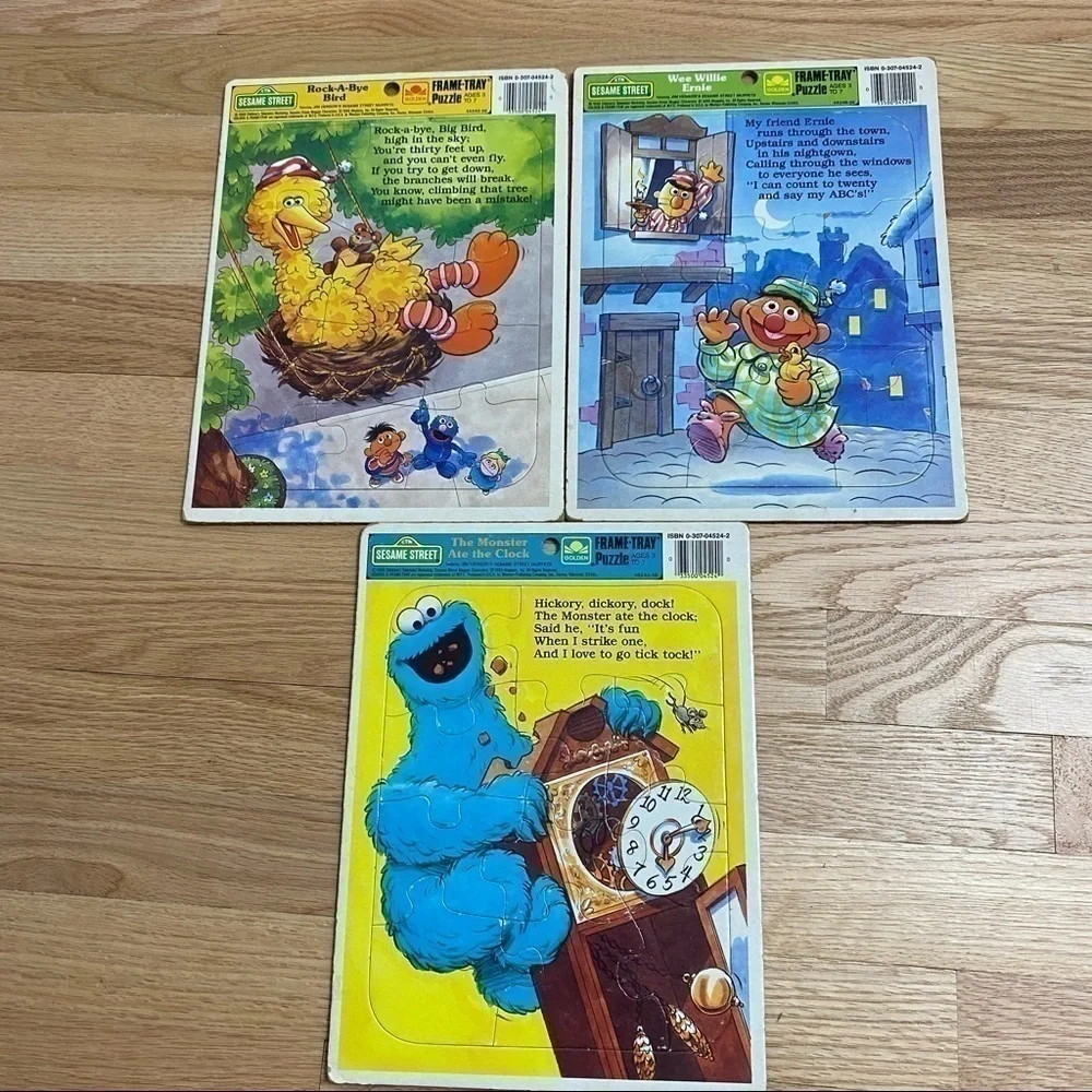 Vintage Sesame Street Tray Puzzle Children’s Kids Cookie Monster Big Bird Bert